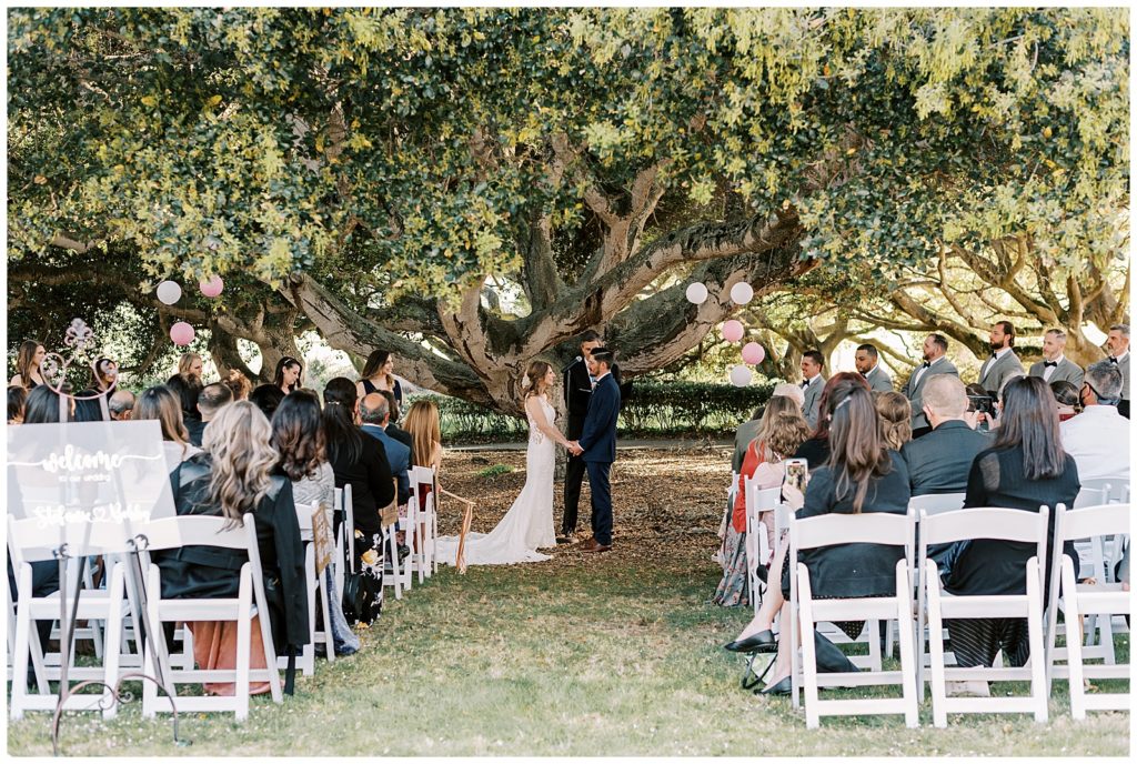 outdoor wedding ceremony at carmel fields