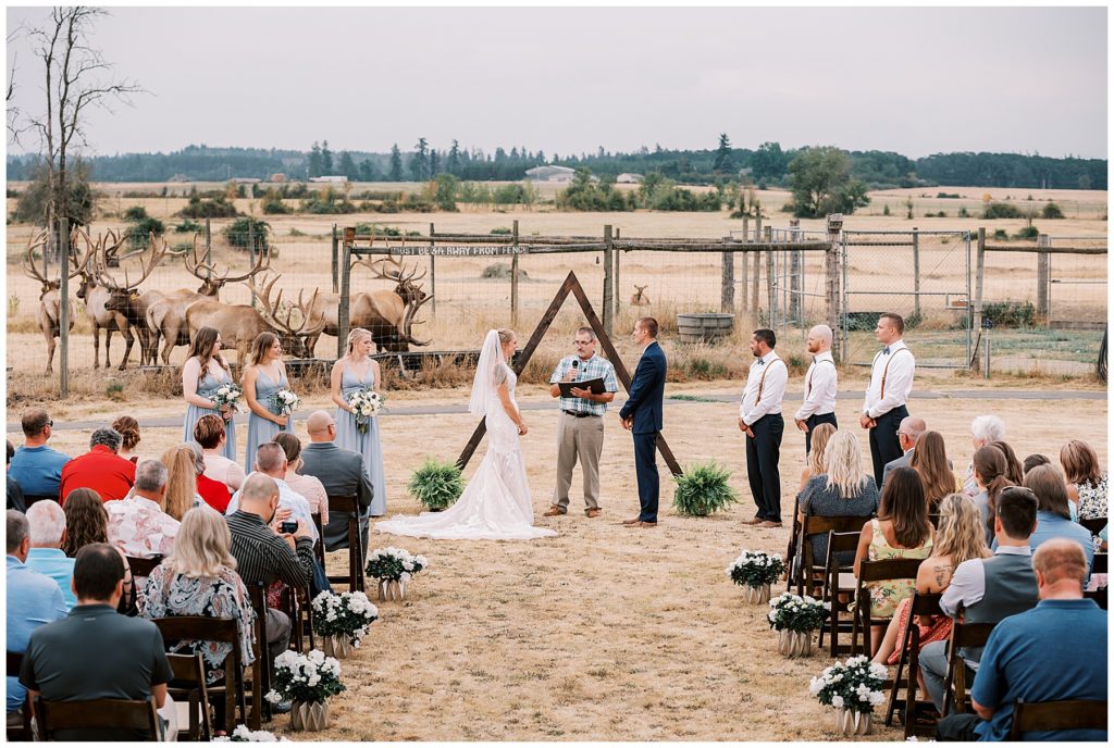 outdoor wedding in Molalla Oregon with Elk